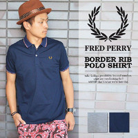 J[  |Vc FRED PERRY tbhy[ Boarder Rib Stripe Polo Shirt Y